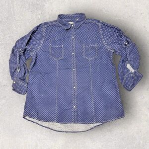 Schmidt Workwear For Her Shirt Women's XL Blue‎ Long Sleeve Casual Pearl Snaps